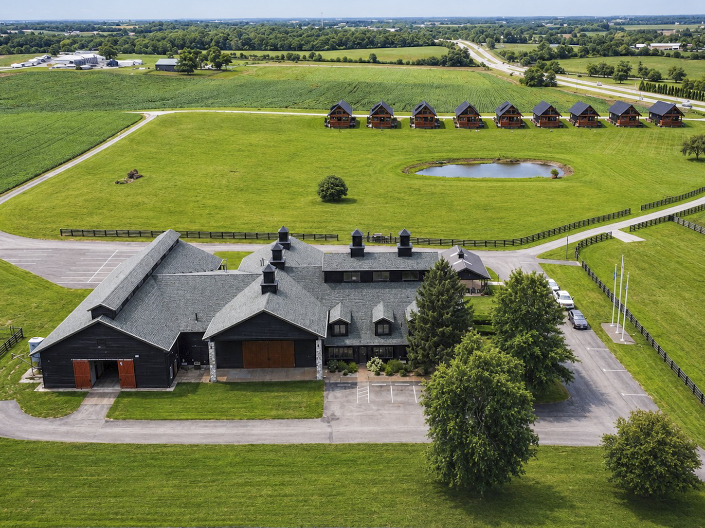 Aerial view of The Cabin Collective and The Show Barn